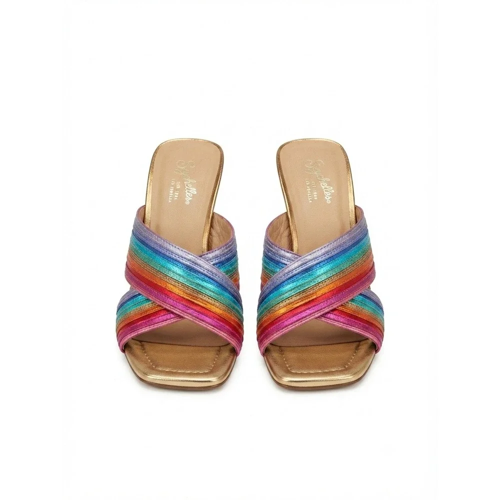 Seychelles Fleet Metallic Rainbow Slip On Sandals Size 9